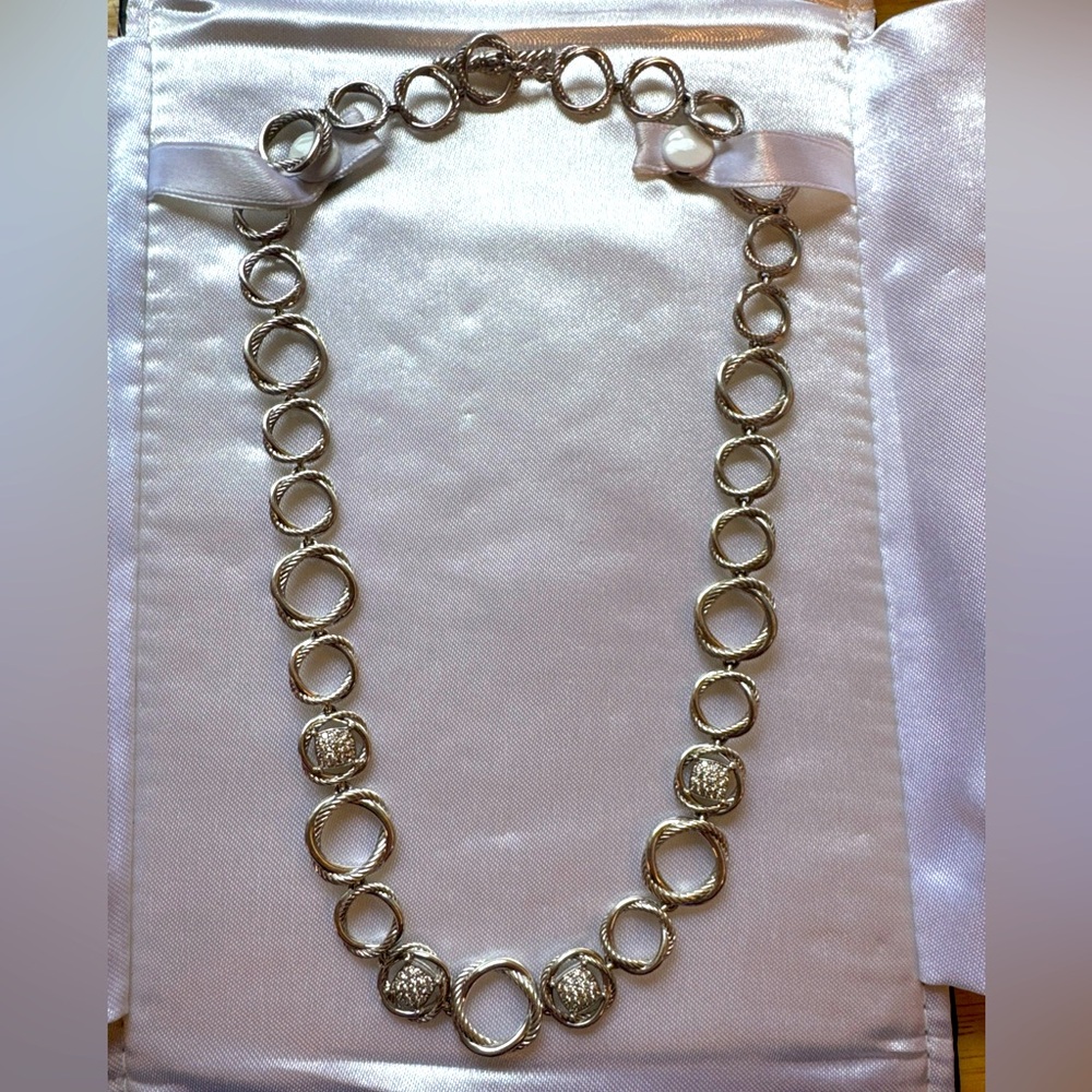 David Yurman Diamond Infinity Necklace MRSP $3,250 Pristine 0.72 Carat 925